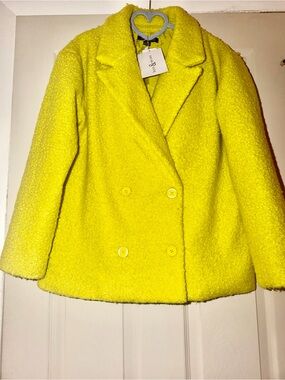 Stylish Neon Yellow Pea Coat